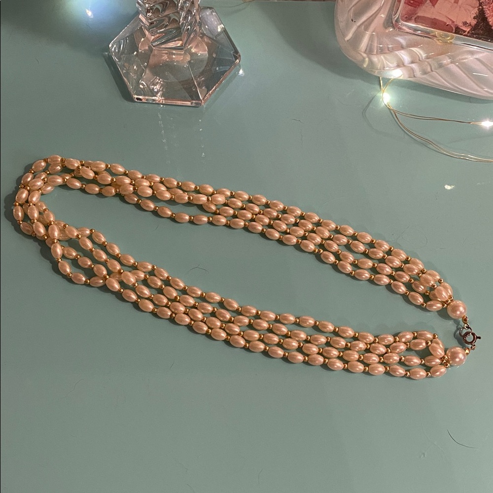 4 Strand Faux Pearl Necklace